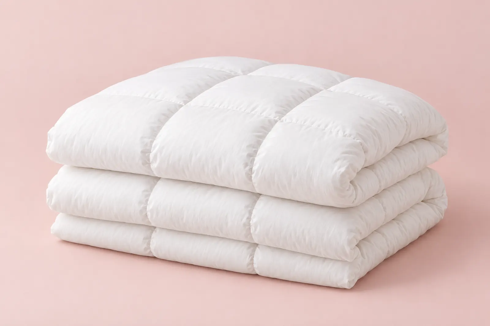 Folded white quilted duvet